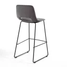 Sgabello Alto da Cucina in Pelle Sintetica e Metallo Nero 2 Pezzi - Yuri Viadurini