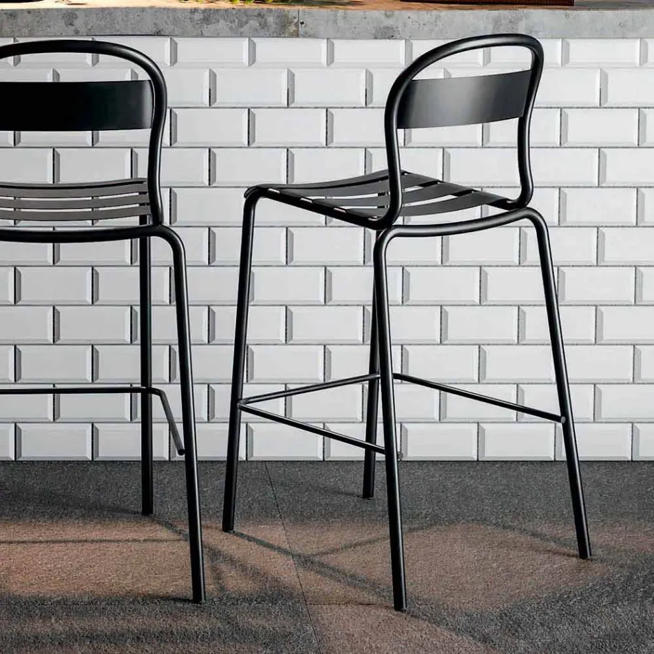 Sgabello Alto da Esterno in Alluminio Impilabile Made in Italy, 2 Pezzi - Trixie Viadurini