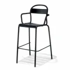 Sgabello Alto in Alluminio da Esterno con Braccioli Made in Italy - Selima Viadurini