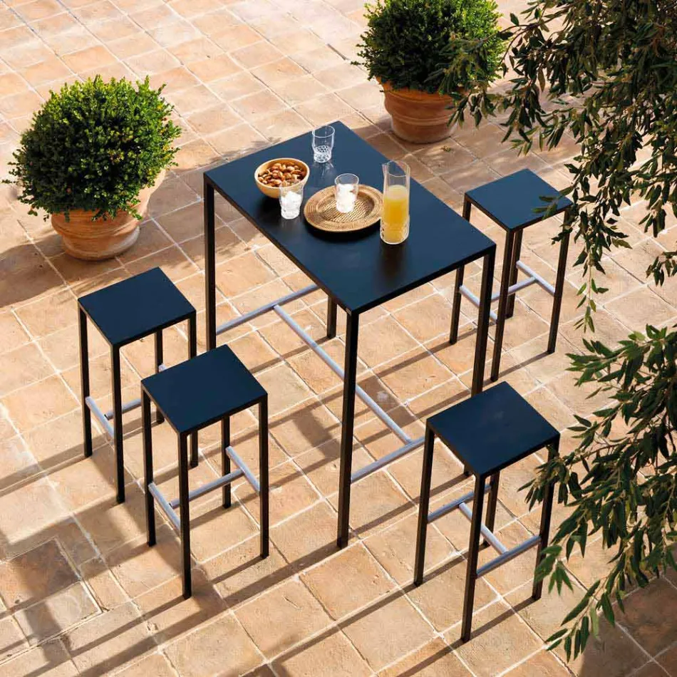 Sgabello Bar da Esterno in Metallo Verniciato a Polvere Made in Italy - Meone Viadurini