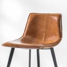 Sgabello Base 4 Gambe, H 65 in Ecopelle Effetto Cuoio - Ovidio Viadurini