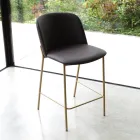 Sgabello con Base in Metallo e Seduta in Ecopelle Made in Italy - Edera Viadurini