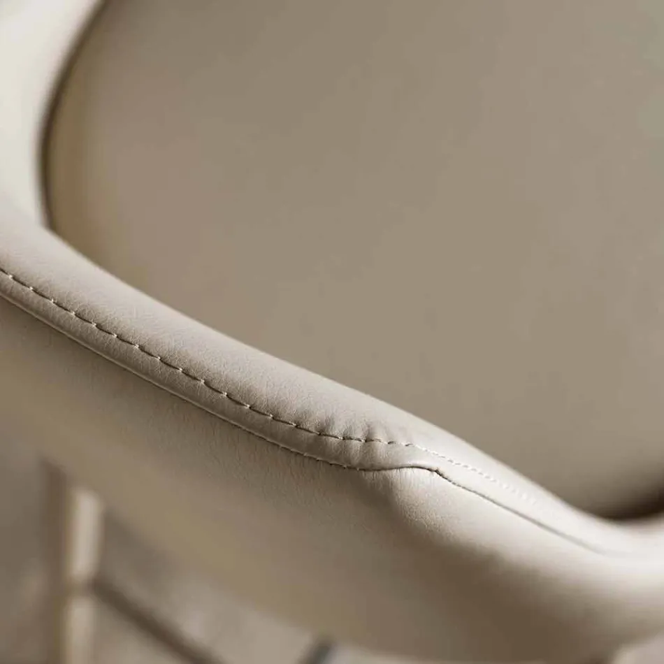 Sgabello con Schienale, Base in Metallo di Design - Berenice Viadurini