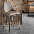 Sgabello di Design con Schienale Alto in Ecopelle - Berenice