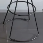 Sgabello con Struttura in Metallo Nero e Seduta in Ecopelle Nera - Miscia Viadurini