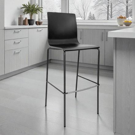 Sgabello Cucina in Acciaio e Tecnopolimero Made in Italy 2 Pezzi - Ghirlanda Viadurini