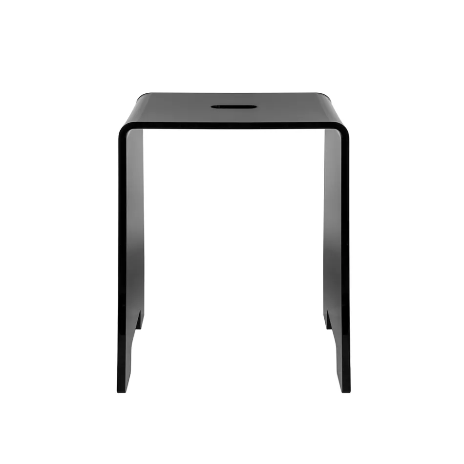 Sgabello da Bagno di Design in Plexiglass Nero Made in Italy - Penelope Viadurini