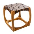 Sgabello da Bagno di Design Realizzato in Teak con Seduta Intrecciata - Yucca