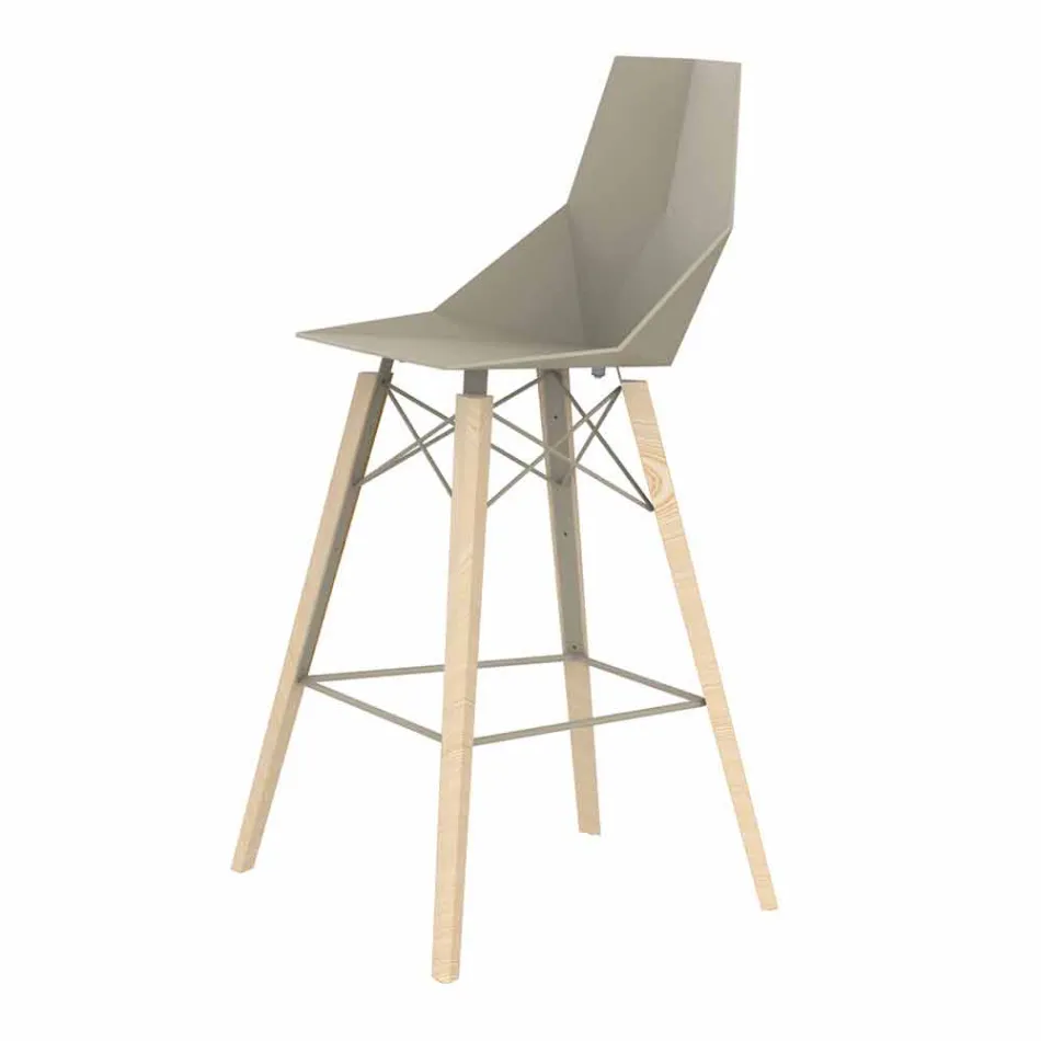 Sgabello da Bar per Interni in Legno e Plastica Vari Colori - Faz Wood by Vondom Viadurini