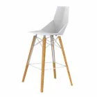 Sgabello da Bar per Interni in Legno e Plastica Vari Colori - Faz Wood by Vondom Viadurini