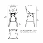 Sgabello da Bar per Interni in Legno e Plastica Vari Colori - Faz Wood by Vondom Viadurini