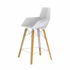 Sgabello da Cucina con Braccioli in Legno e Plastica - Faz Wood by Vondom Viadurini