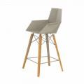 Sgabello da Cucina con Braccioli in Legno e Plastica - Faz Wood by Vondom