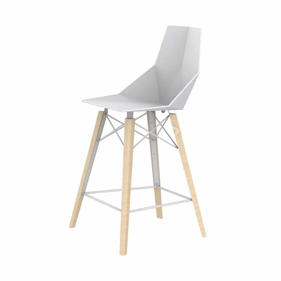 Sgabello da Cucina Design in Legno e Plastica Vari Colori - Faz Wood by Vondom Viadurini