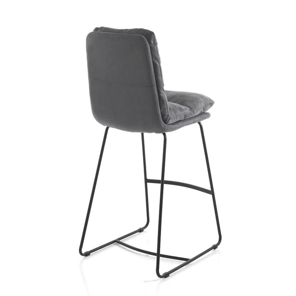 Sgabello da Cucina in Microfibra Effetto Velluto Grigio 2 Pezzi - Fortaleza Viadurini