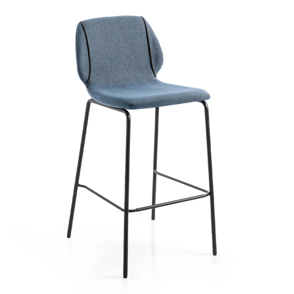 Sgabello da Soggiorno Design Moderno Elegante in Tessuto con Bordino - Scarat Viadurini