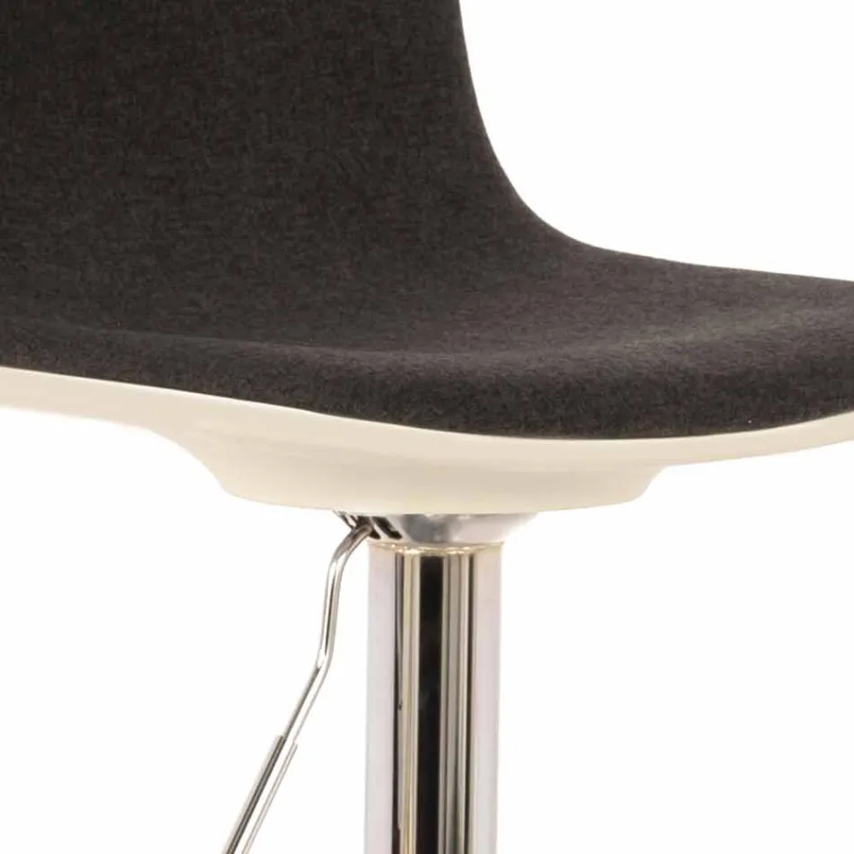 Sgabello Design con Alzata a Gas in Tessuto e Metallo Cromato, 2 Pezzi - Cromo Viadurini