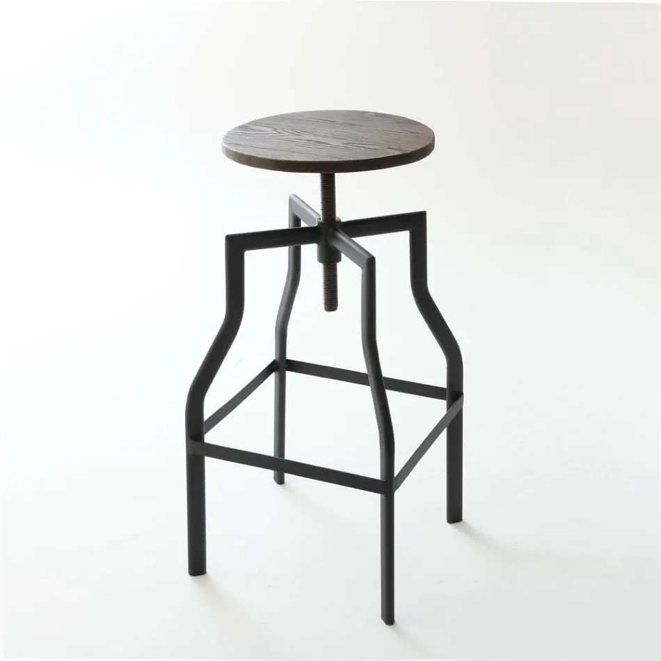 Sgabello design moderno in metallo e legno regolabile Livorno2 Viadurini