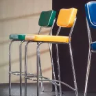 Sgabello di design anni 50 in ecopelle graffiti Unica Viadurini