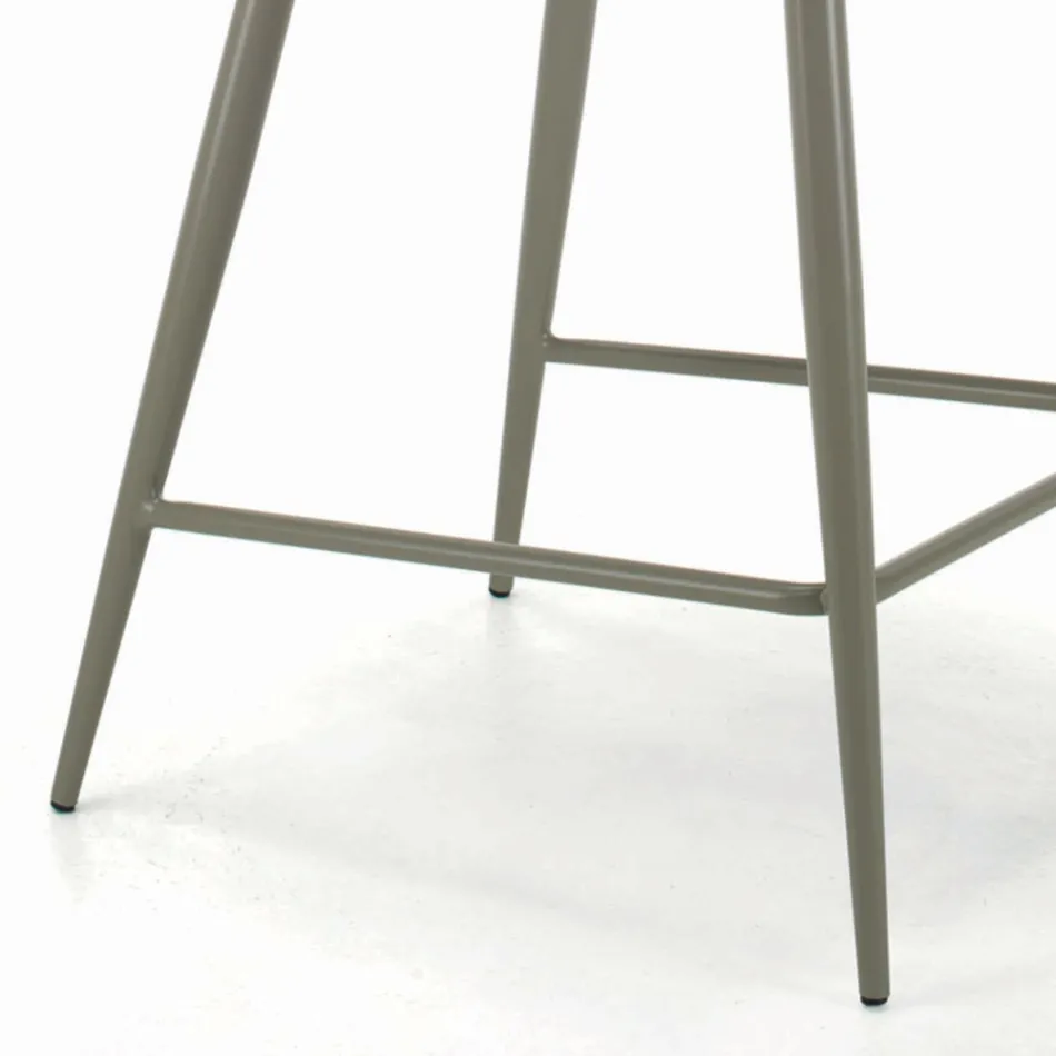 Sgabello Fisso con Gambe in Acciaio e Seduta Rivestita Made in Italy - Genova Viadurini
