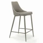 Sgabello Fisso con Gambe in Acciaio e Seduta Rivestita Made in Italy - Genova Viadurini
