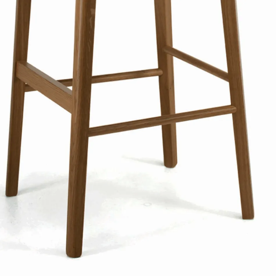 Sgabello Fisso con Gambe in Legno e Seduta Imbottita Made in Italy - Bari Viadurini