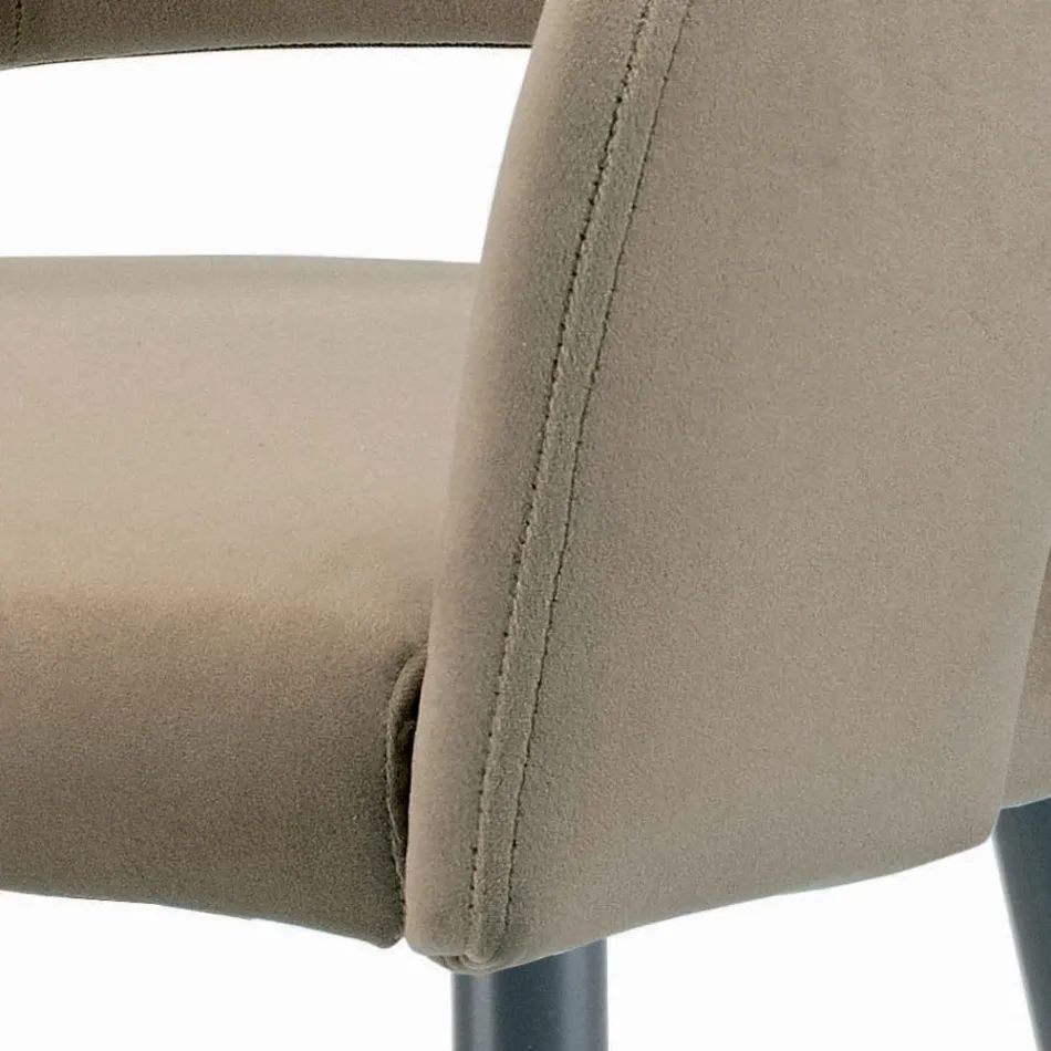Sgabello Fisso con Seduta in Velluto e Base in Acciaio Made in Italy - Alassio Viadurini