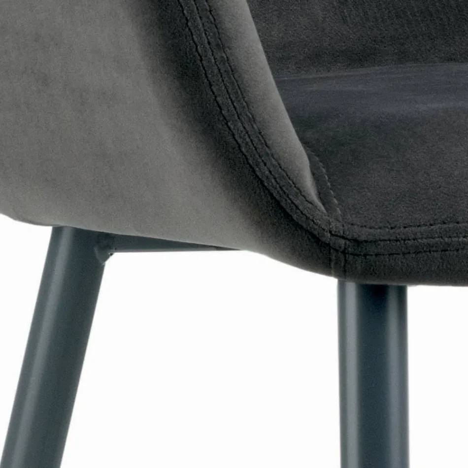 Sgabello Fisso con Seduta Rivestita e Base in Acciaio Made in Italy - Arona Viadurini