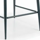 Sgabello Fisso con Seduta Rivestita e Base in Acciaio Made in Italy - Arona Viadurini