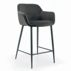 Sgabello Fisso con Seduta Rivestita e Base in Acciaio Made in Italy - Arona Viadurini