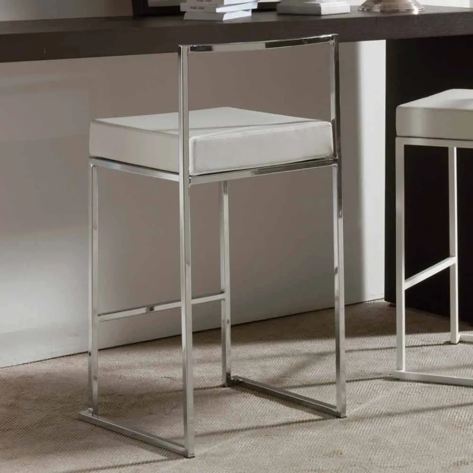 Sgabello Fisso in Ecopelle, Design Moderno H 65 cm- Alina Viadurini