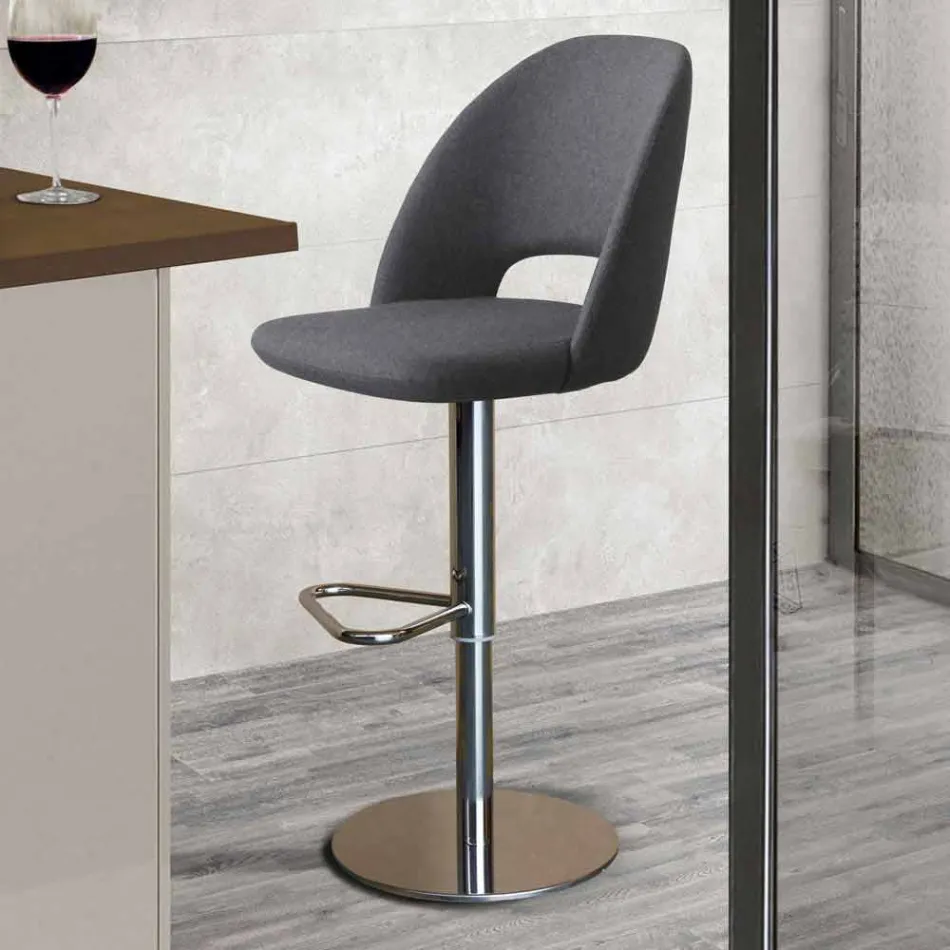 Sgabello Girevole in Tessuto e Acciaio con Alzata a Gas Made in Italy - Marchesi Viadurini