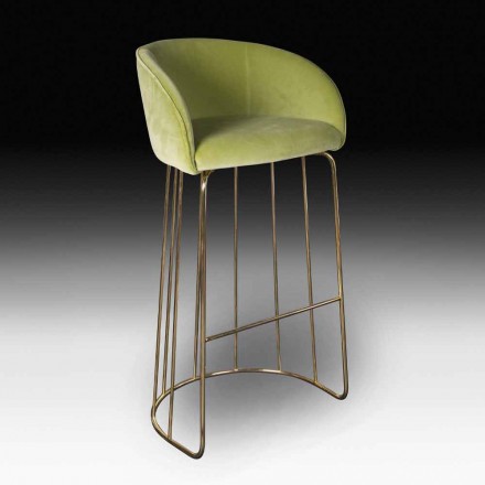 Sgabello Imbottito e Rivestito con Struttura in Metallo Made in Italy - Anversa Viadurini