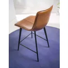 Sgabello in Ecopelle Effetto Cuoio H 80, Base 4 Gambe - Ovidio Viadurini