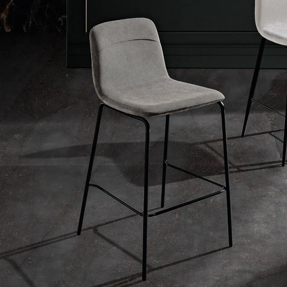 Sgabello in Tessuto Colorato e Metallo Moderno Made in Italy - Nautilus Viadurini