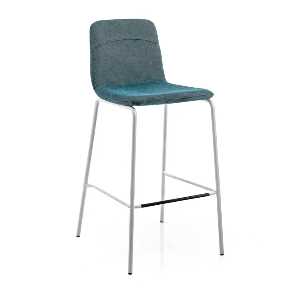 Sgabello in Tessuto Colorato e Metallo Moderno Made in Italy - Nautilus Viadurini