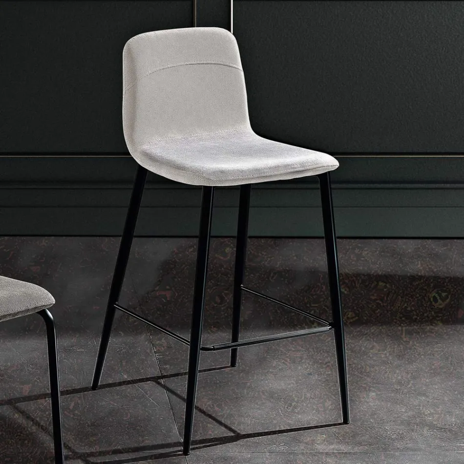 Sgabello in Tessuto e Metallo Antracite Design Made in Italy- Nautilus Viadurini