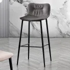 Sgabello in Tessuto Fibrato Effetto Pelle e in Metallo Made in Italy - Gohan Viadurini
