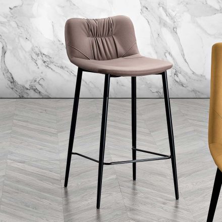 Sgabello in Tessuto Fibrato Effetto Pelle e in Metallo Made in Italy - Gohan Viadurini