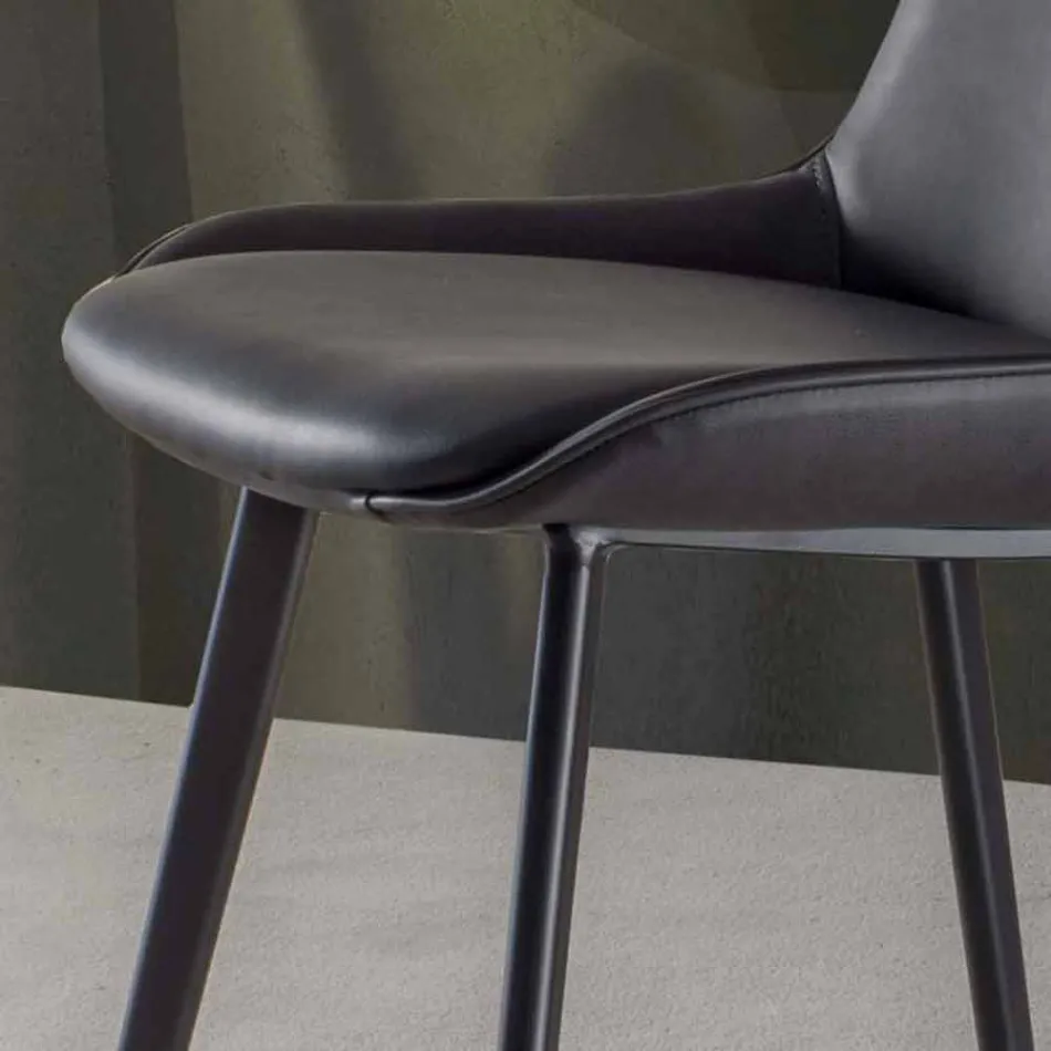 Sgabello Moderno H 80 cm, Seduta in Ecopelle Nabuk - Ines Viadurini