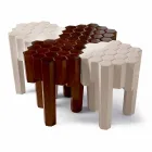 Sgabello/tavolino in legno massello di design, L38xP38 cm, Begga Viadurini