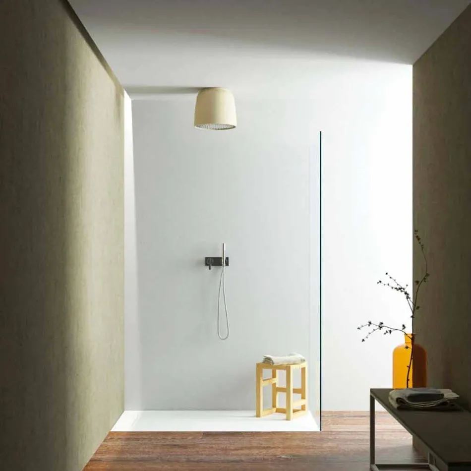 Soffione doccia a soffitto tondo di design in Luxolid made Italy, Ruda Viadurini