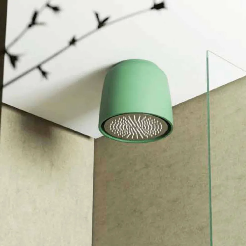 Soffione doccia a soffitto tondo di design in Luxolid made Italy, Ruda Viadurini