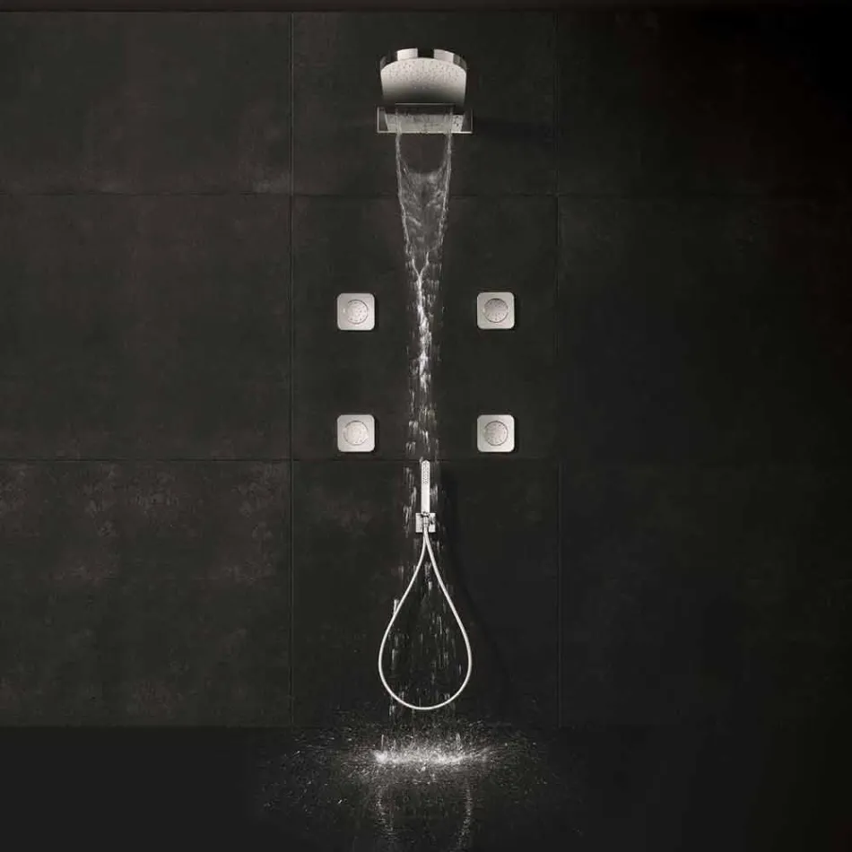 Soffione Doccia da Parete con Getto a Doccia e Cascata Made in Italy - Como Viadurini