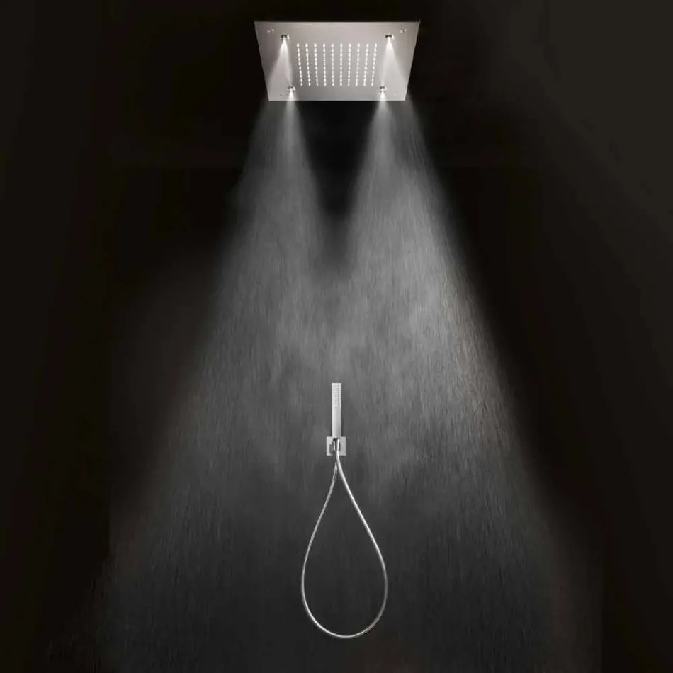 Soffione Doccia Quadrato in Acciaio Inox con Nebulizzatori Made in Italy - Selmo Viadurini
