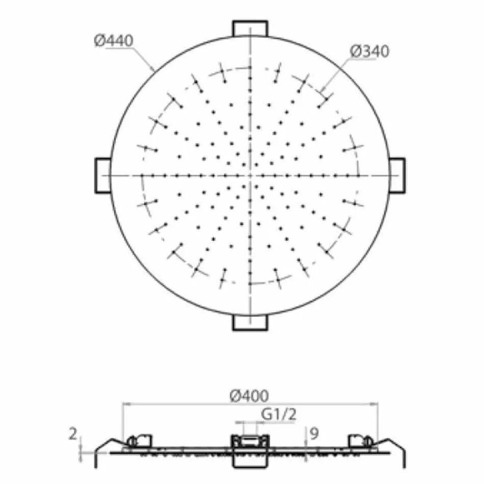 Soffione Doccia Rotondo da Soffitto in Acciaio Moderno Made in Italy - Damian Viadurini