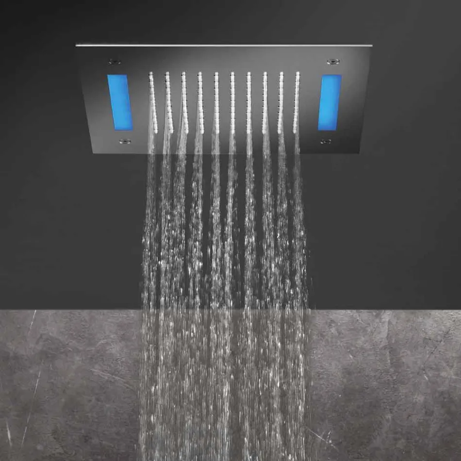 Soffione Monogetto in Acciaio Inox con Cromoterapia a LED Made in Italy - Sauron Viadurini