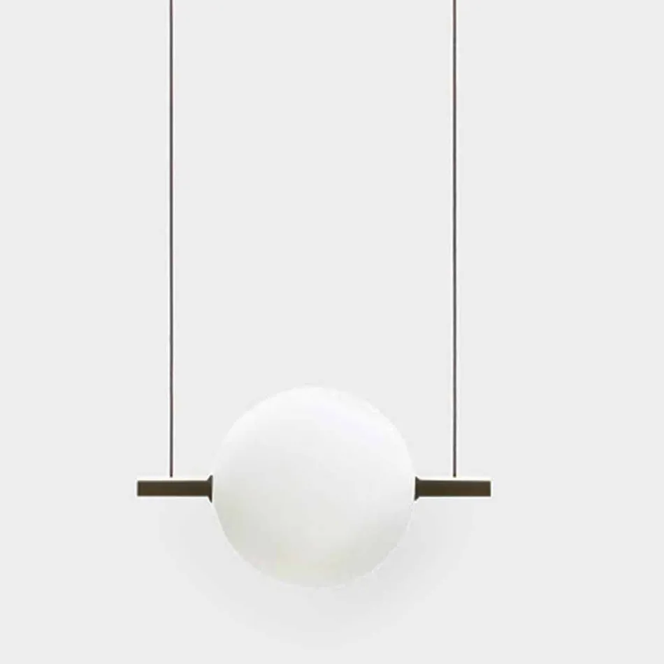 Sospensione Design in Vetro e Ottone con Luce LED, 3 Misure - Alma by Il Fanale Viadurini