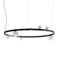 Sospensione di Design Tondo in Alluminio Nero con Sfere e Faretti - Esodo
