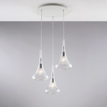 Sospensione in Ferro con Vetri Pyrex Made in Italy per Arredare L’interno - Corinto Viadurini